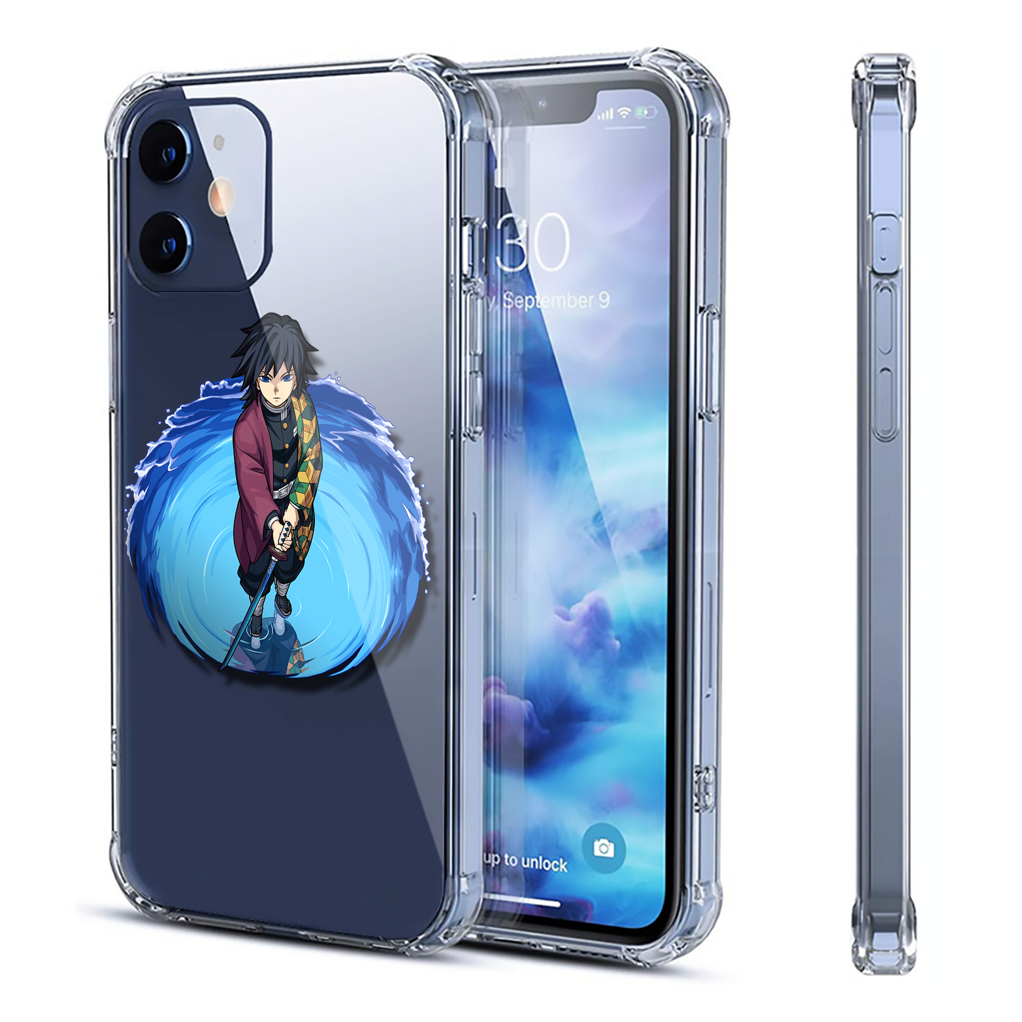 （画像用） 鬼滅の刃（きめつのやいば）水柱-冨岡 義勇／とみおか ぎゆう Tomioka Giyuu 【iPhone 12シリーズ対応】透明スマホケース（クリアソフトケース）